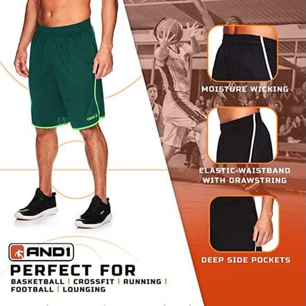 4-Pack: AND1 Men's Active Athletic Performance Shorts