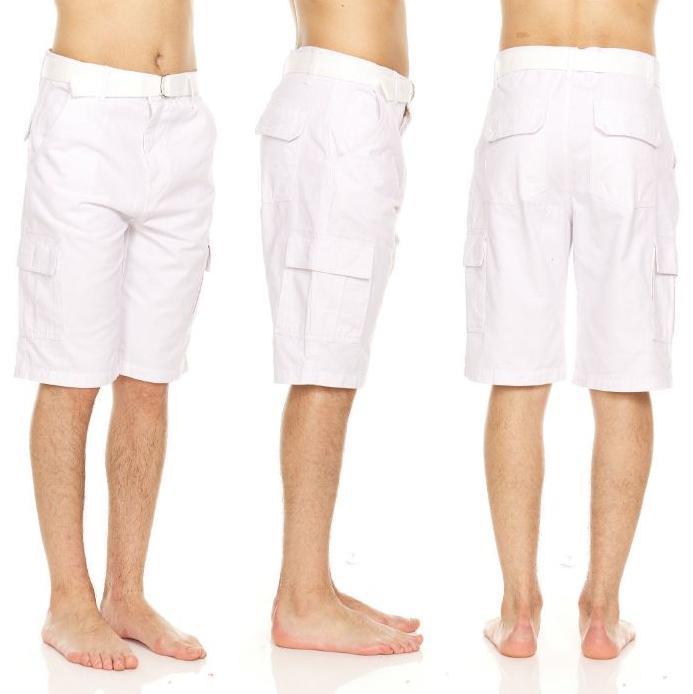 Men's Cotton Twill Belted Cargo Shorts